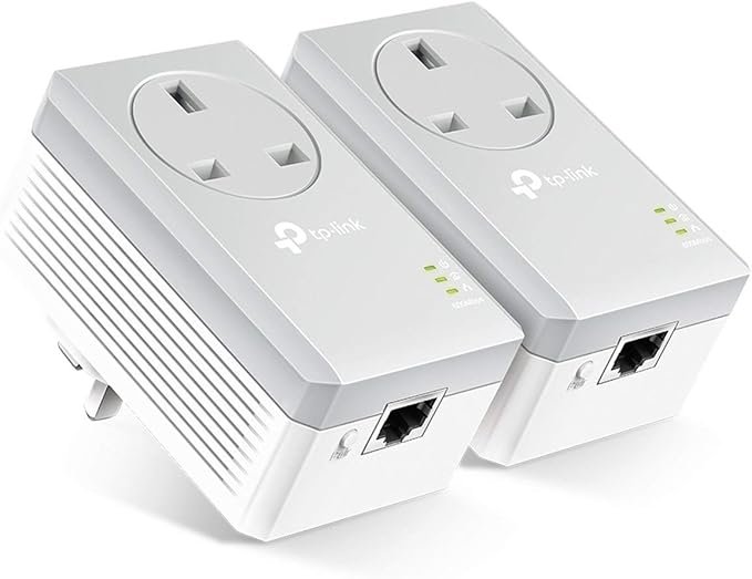 TP-Link TL-PA4010PKIT Passthrough Powerline Adapter Starter Kit, No Configuration Required, UK Plug, Pack of 2