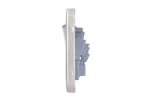 Schneider Electric Lisse Screwless Deco - Switched Double Power Socket, 13A, GGBL3020WSS, Stainless Steel with White Insert