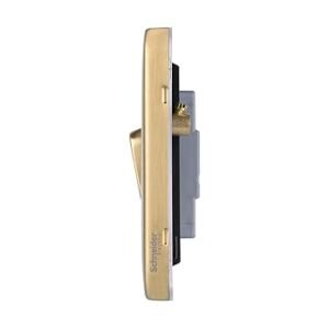 Schneider Electric Lisse Screwless Deco - Single 2 Way Light Switch, 10AX, GGBL1012BSB, Satin Brass with Black Insert