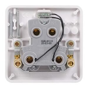 Schneider Electric Lisse White Moulded - Single High Current Light Switch, Double Pole, 50A, GGBL4011S, White