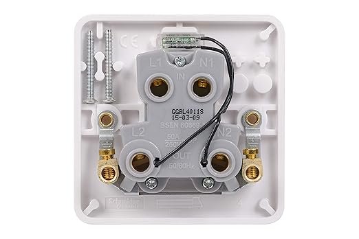 Schneider Electric Lisse White Moulded - Single High Current Light Switch, Double Pole, 50A, GGBL4011S, White
