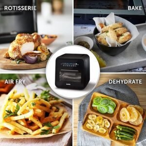 Breville Halo Rotisserie Air Fryer | Digital Extra Large Air Fryer Oven | 10 L | Fry, Bake & Dehydrate | 2000 W | Energy Efficient | Black and Grey [VDF127]