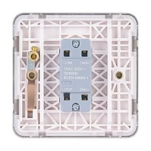 Schneider Electric Lisse Screwless Deco - Single 2 Way Light Switch, 10AX, GGBL1012WSS, Stainless Steel with White Insert