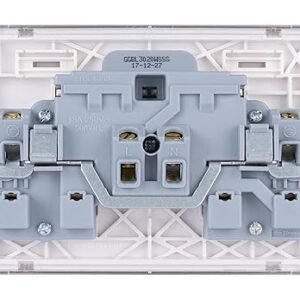 Schneider Electric Lisse Screwless Deco - Switched Double Power Socket, 13A, GGBL3020WSS, Stainless Steel with White Insert