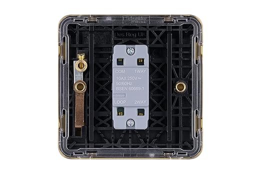 Schneider Electric Lisse Screwless Deco - Single 2 Way Light Switch, 10AX, GGBL1012BSB, Satin Brass with Black Insert